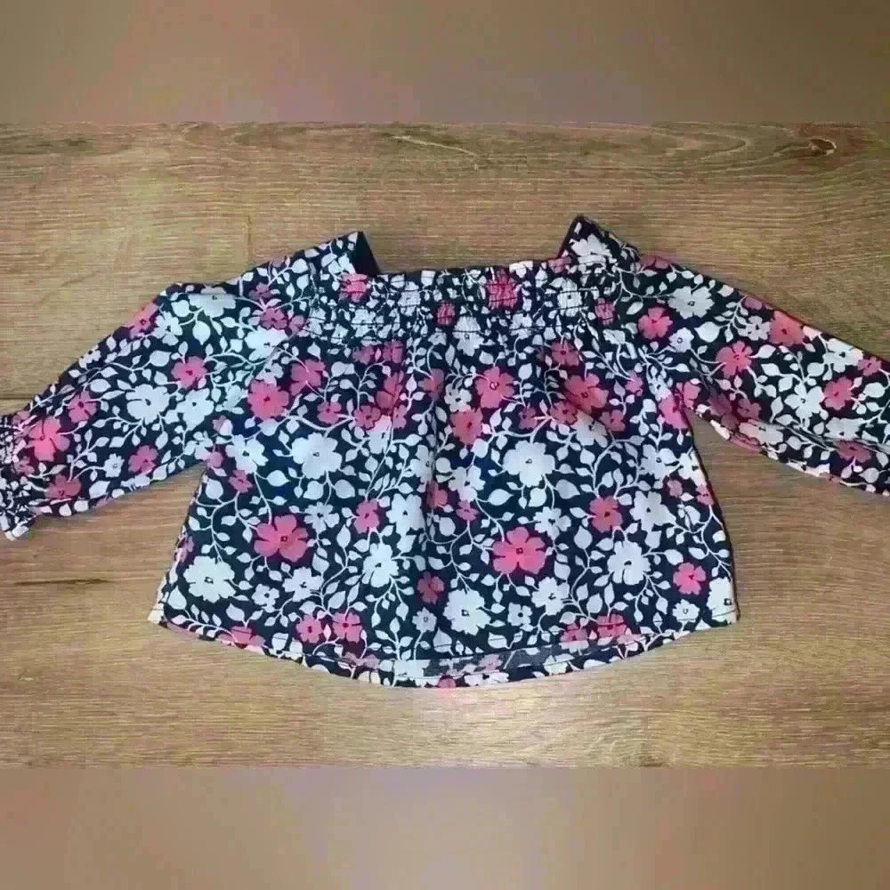 5/$10-Old Navy Baby Girl Blue & Pink Floral Top Size 3 Months - Picture 3 of 3